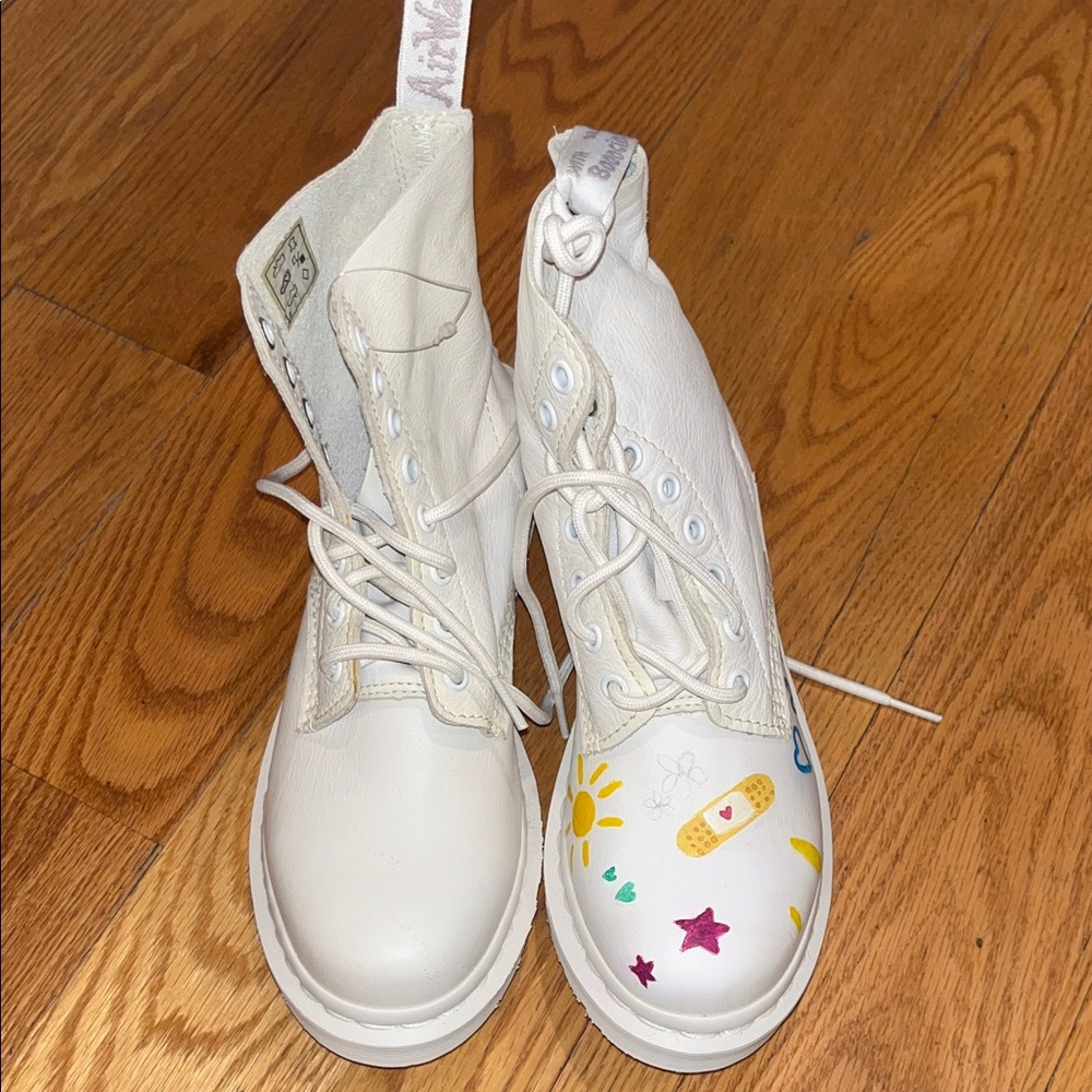 Dr. Martens White Boots with Colorful Accents